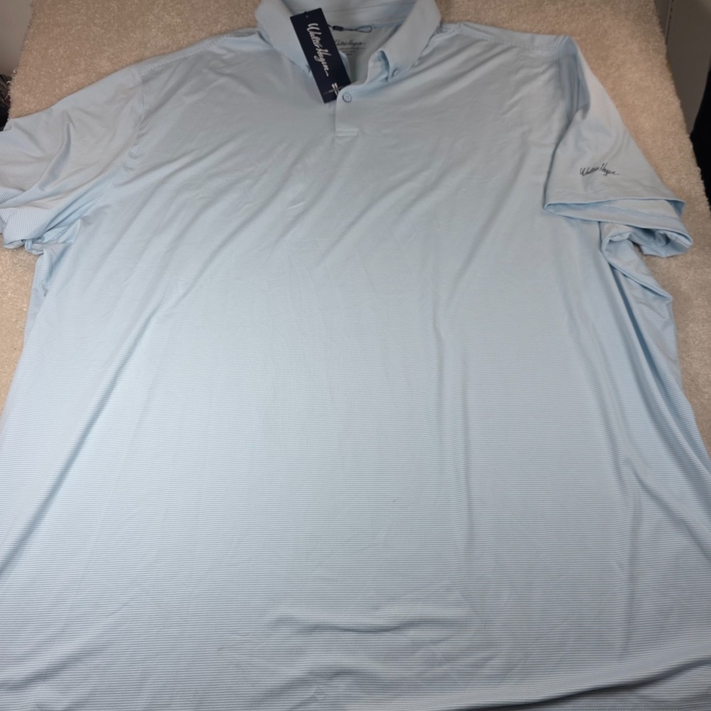 Walter Hagen Polo Shirt Mens 4XLT Blue White Striped Stretch Performance NWT - Picture 3 of 14